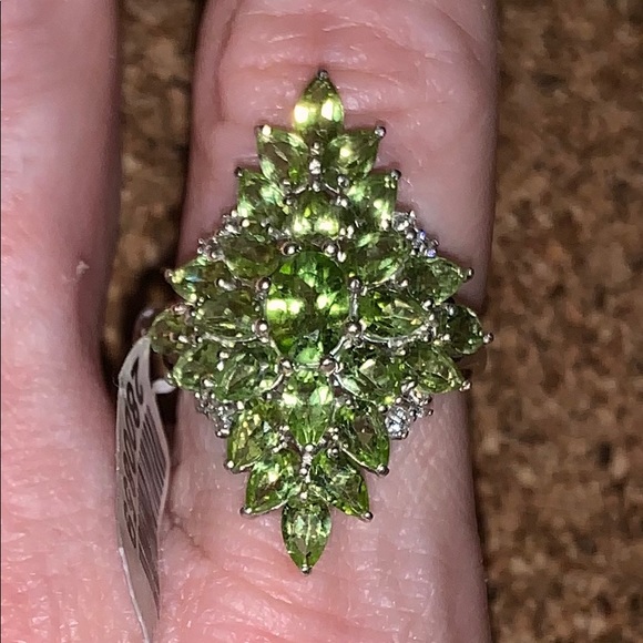 PERIDOT,ZIRCON STERLING SILVER RING - Picture 3 of 7